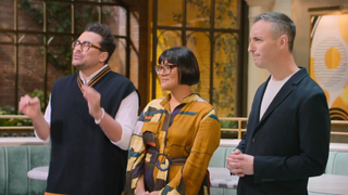 Dan Levy and the two judges on The Big Brunch.