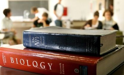 The bible vs. biology: A recent survey finds that 13 percent of teachers openly advocate creationism. 