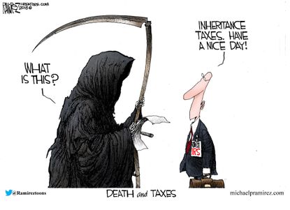 Editorial cartoon U.S. tax season death inheritance tax IRS