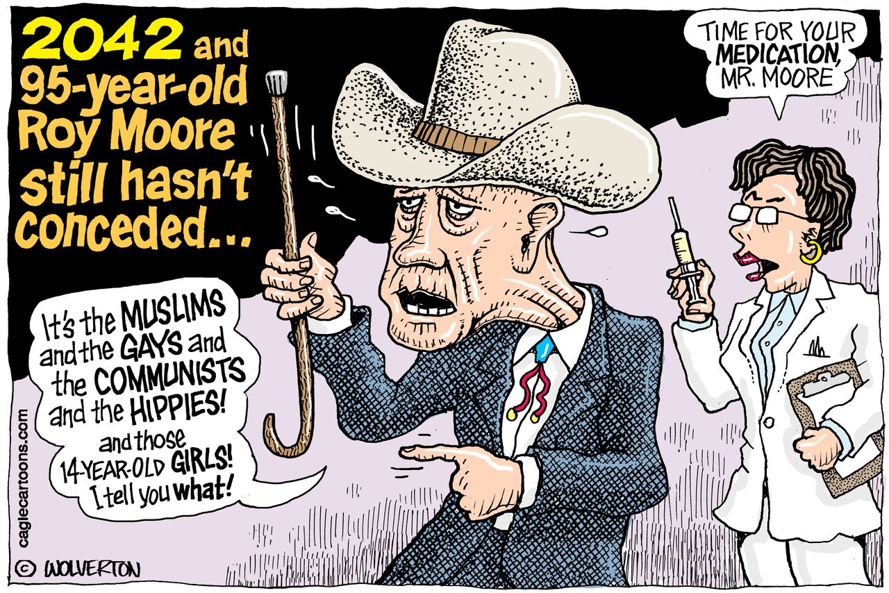 Political cartoon U.S. GOP Alabama Roy Moore