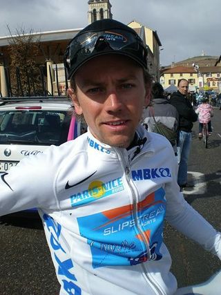 Trent Lowe (Slipstream) lost the best young rider's jersey when he crashed and lost contact with the leaders.