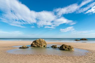 Beach features at Filey Bay on the coast of North Yorkshire