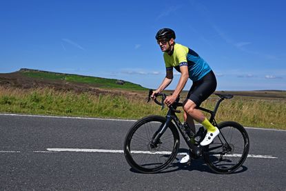 Solo male rider UK blue skies