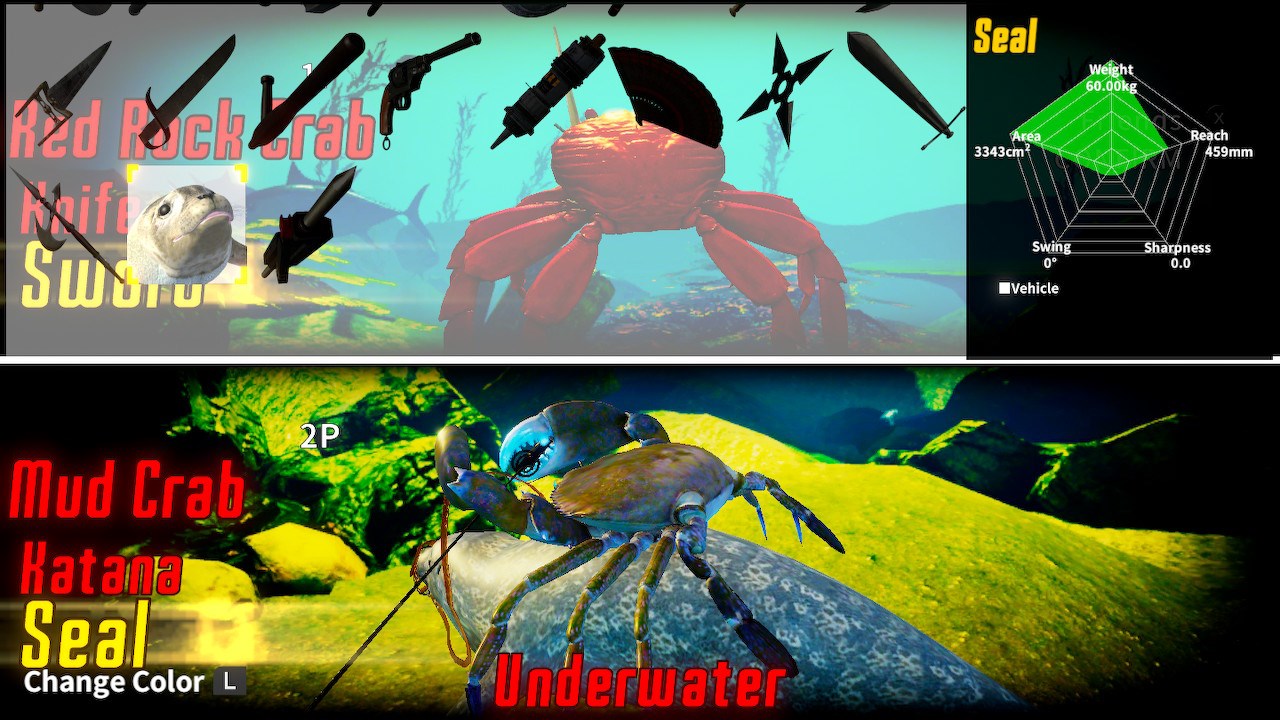 Fight Crab Choosing Weapons