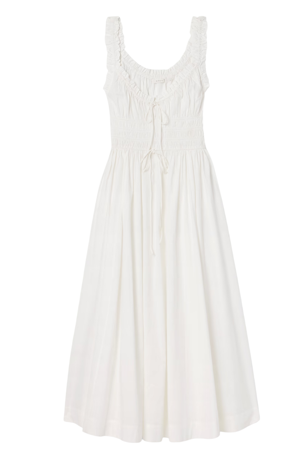 Emmaretta Tie-Detailed Shirred Cotton-Voile Midi Dress