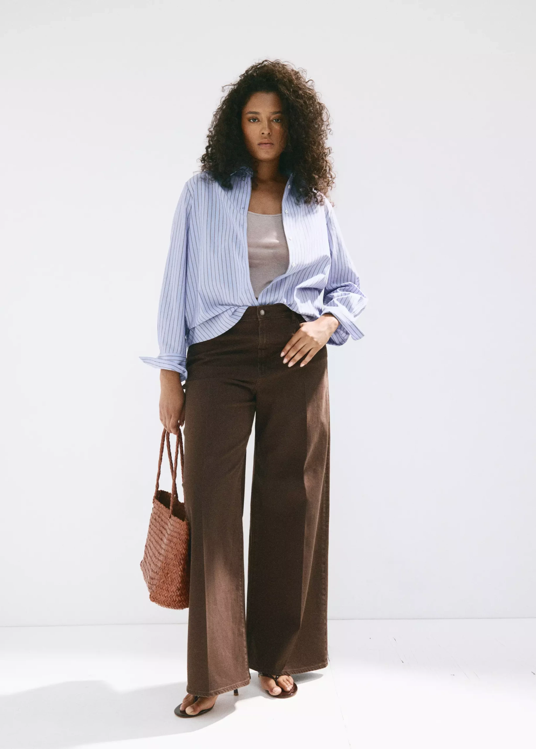 Striped Cotton and Lyocell Shirt - Women | Mango United Kingdom