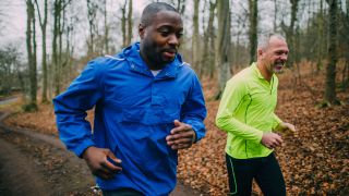 Two men running