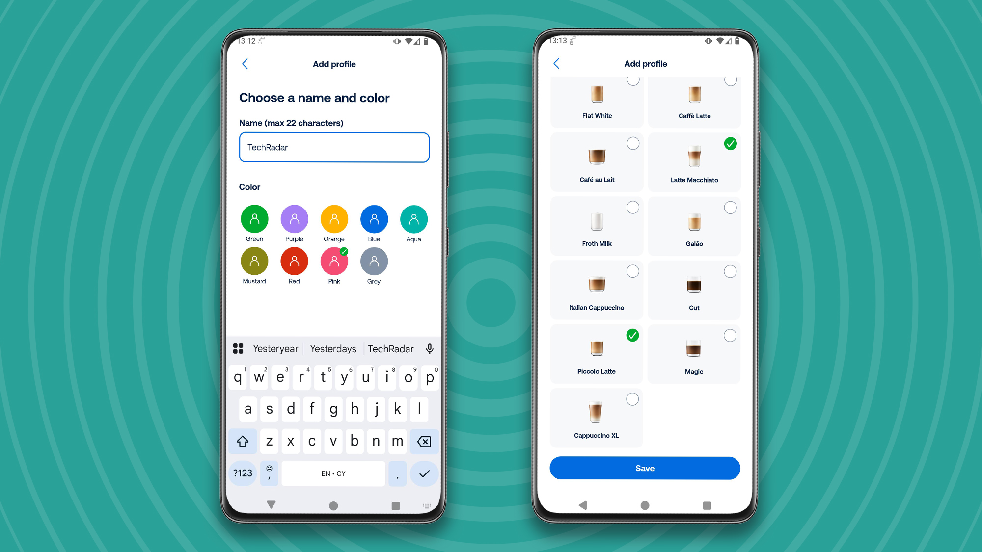 Using mobile app to create a user profile for Philips Cafe Aromis Series 8000 coffee maker