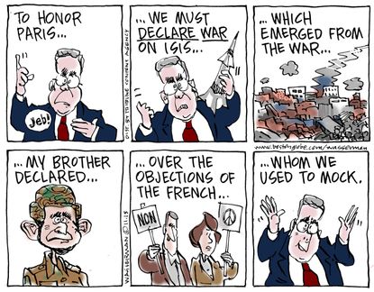 Political cartoon Paris Jeb Bush George W. War on Terror