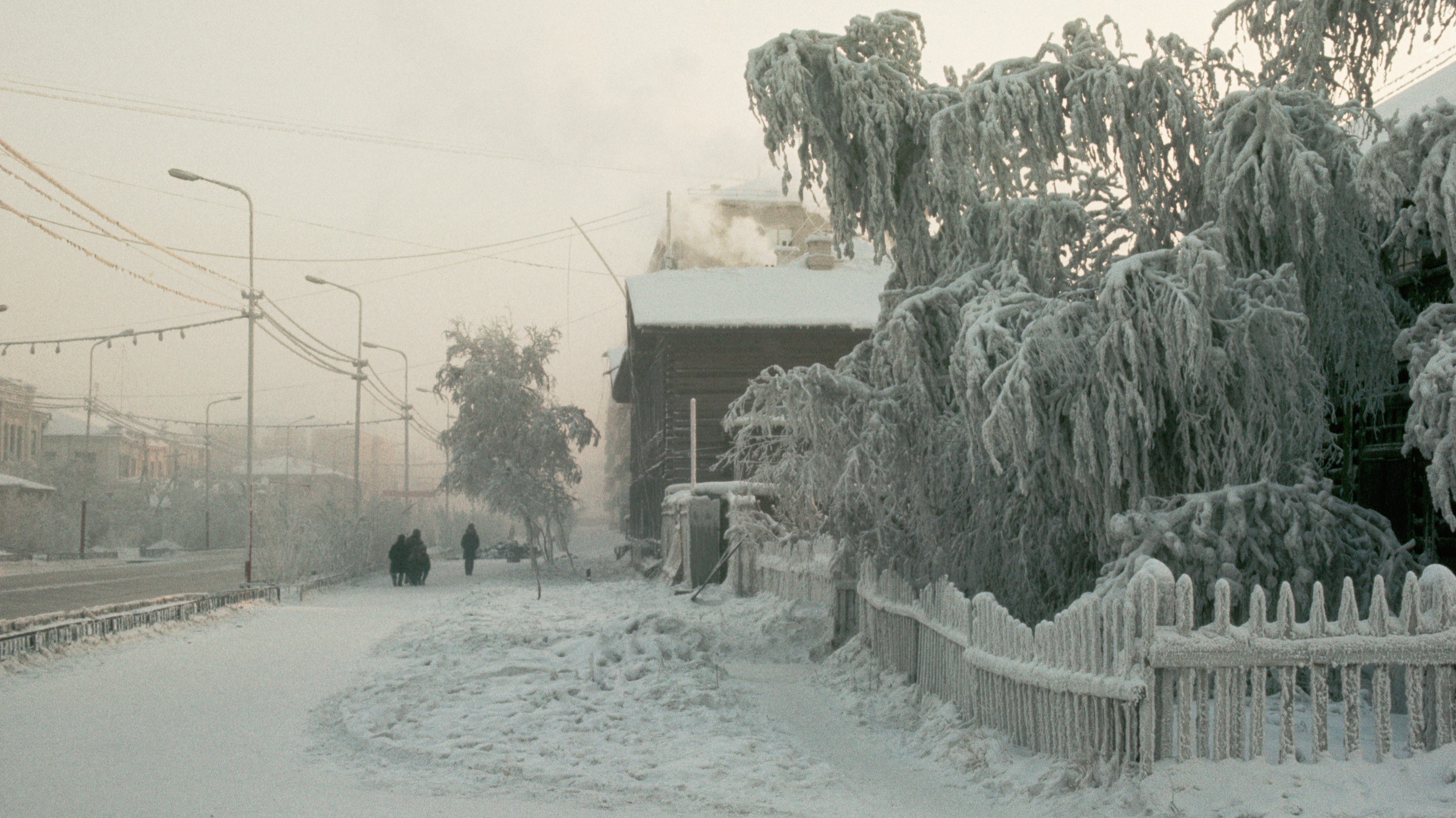 A black building in Yakutsk, Russia, one of the coldest cities on Earth.