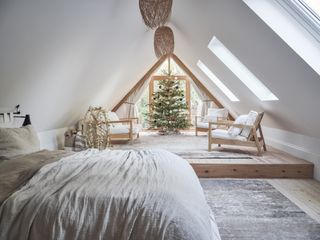 loft bedroom with pitch roof