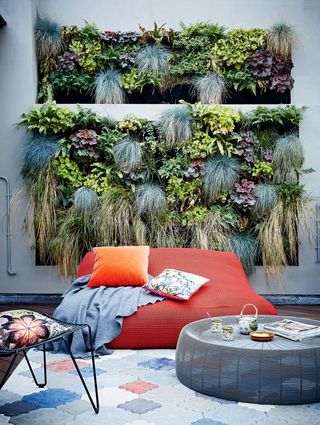 small patio garden idea with living wall