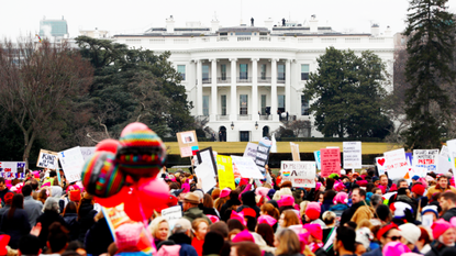 Human, Crowd, People, Pink, Public event, Metropolitan area, Protest, Government, Official residence, Town square, 