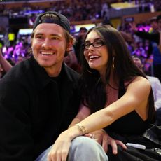 Madison Beer and Justin Herbert attend a Lakers game