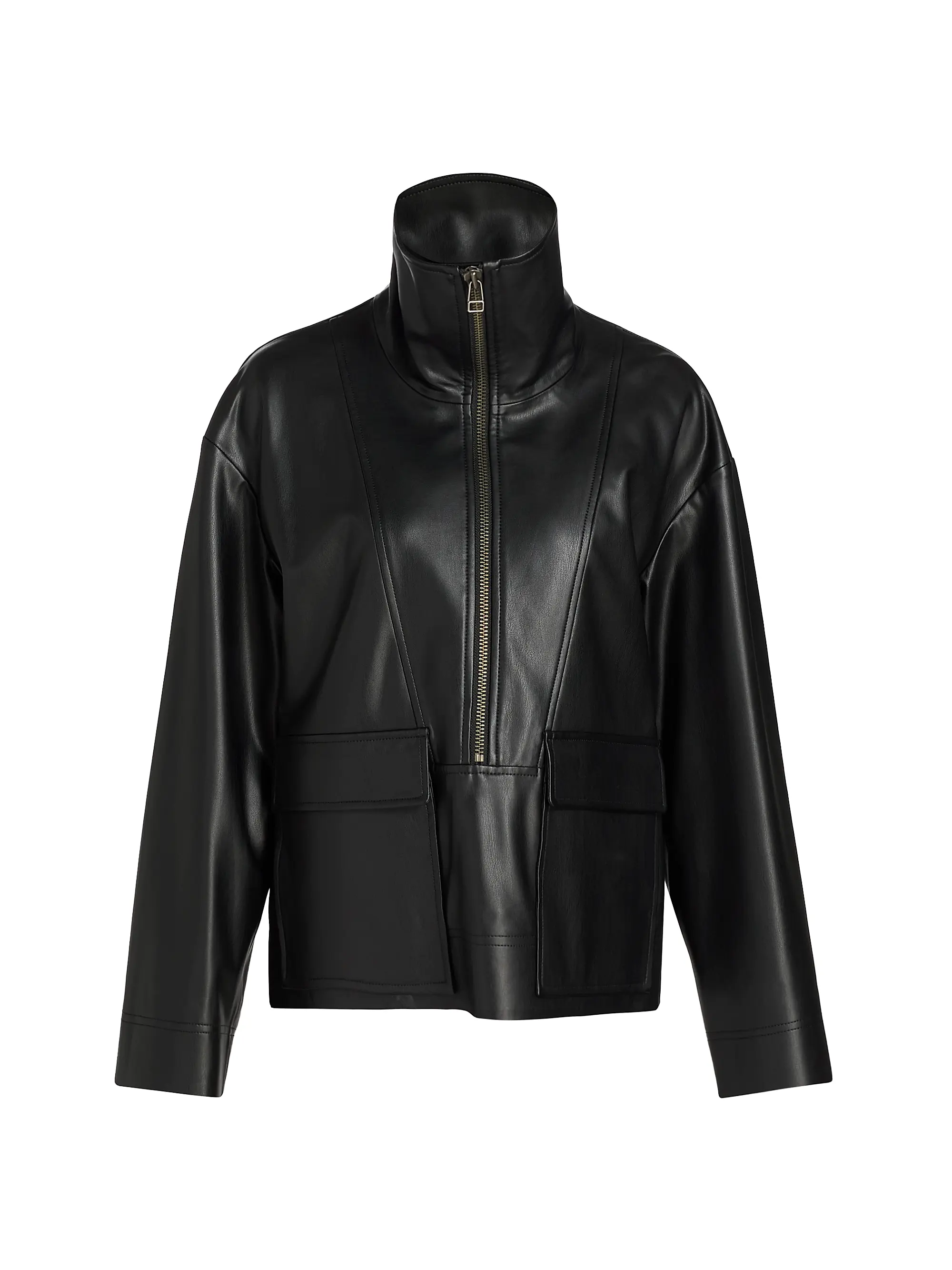 Brian Faux-Leather Popover Jacket