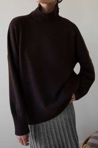 Wool-Blend Oversized Turtleneck Sweater