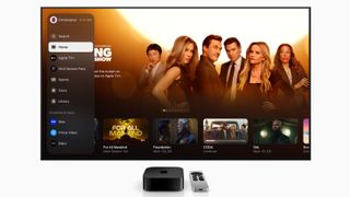 Apple TV app home screen on TV