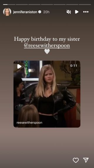 Jennifer Aniston shares Friends birthday post for Reese Witherspoon.