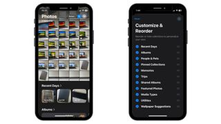 Screenshots of the redesigned Photos app in iOS 18