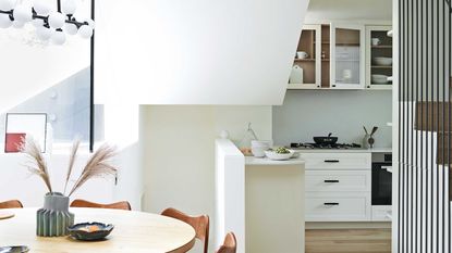 white scandi kitchen and dining room