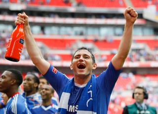 Frank Lampard of Chelsea celebrates after winning the FA Cup at Wembley, May 2010