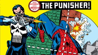 The Punisher taking aim at Spider-Man