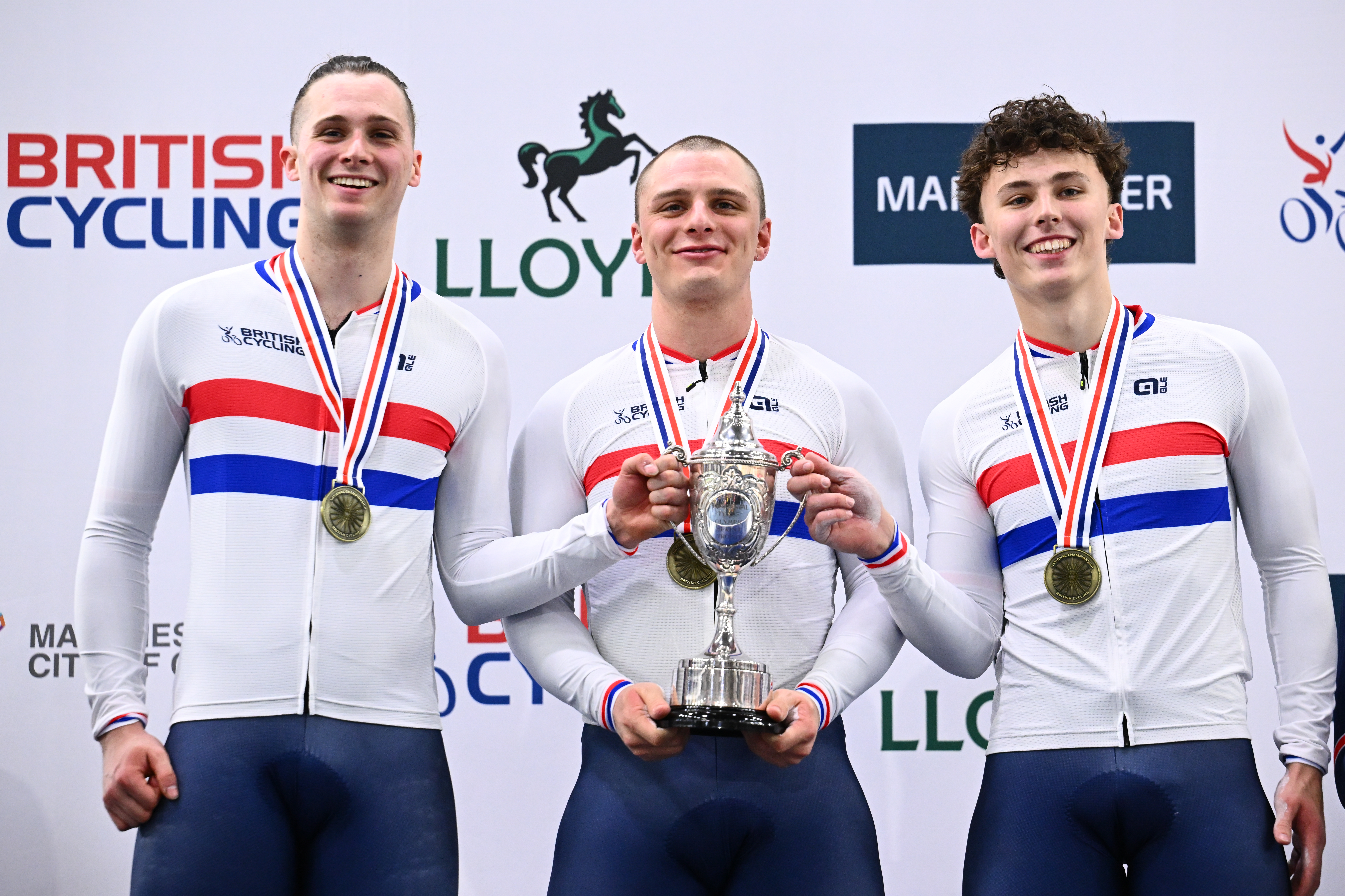 Marcus Hiley, Matthew Richardson and Harry Radford at the British Track Championships 2026