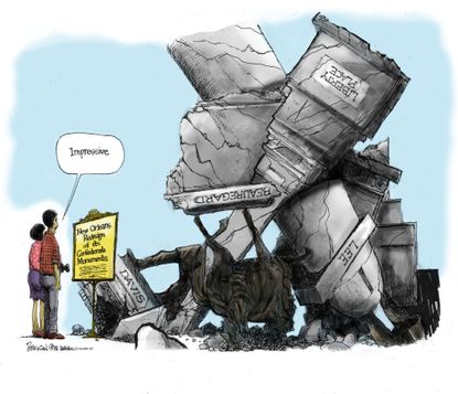 Political cartoon U.S. New Orleans confederate statues removal