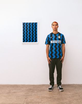 Football shirts and abstract art Inter Milan, as featured in Paintings League, by Max Siedentopf, published by Hatje Cantz