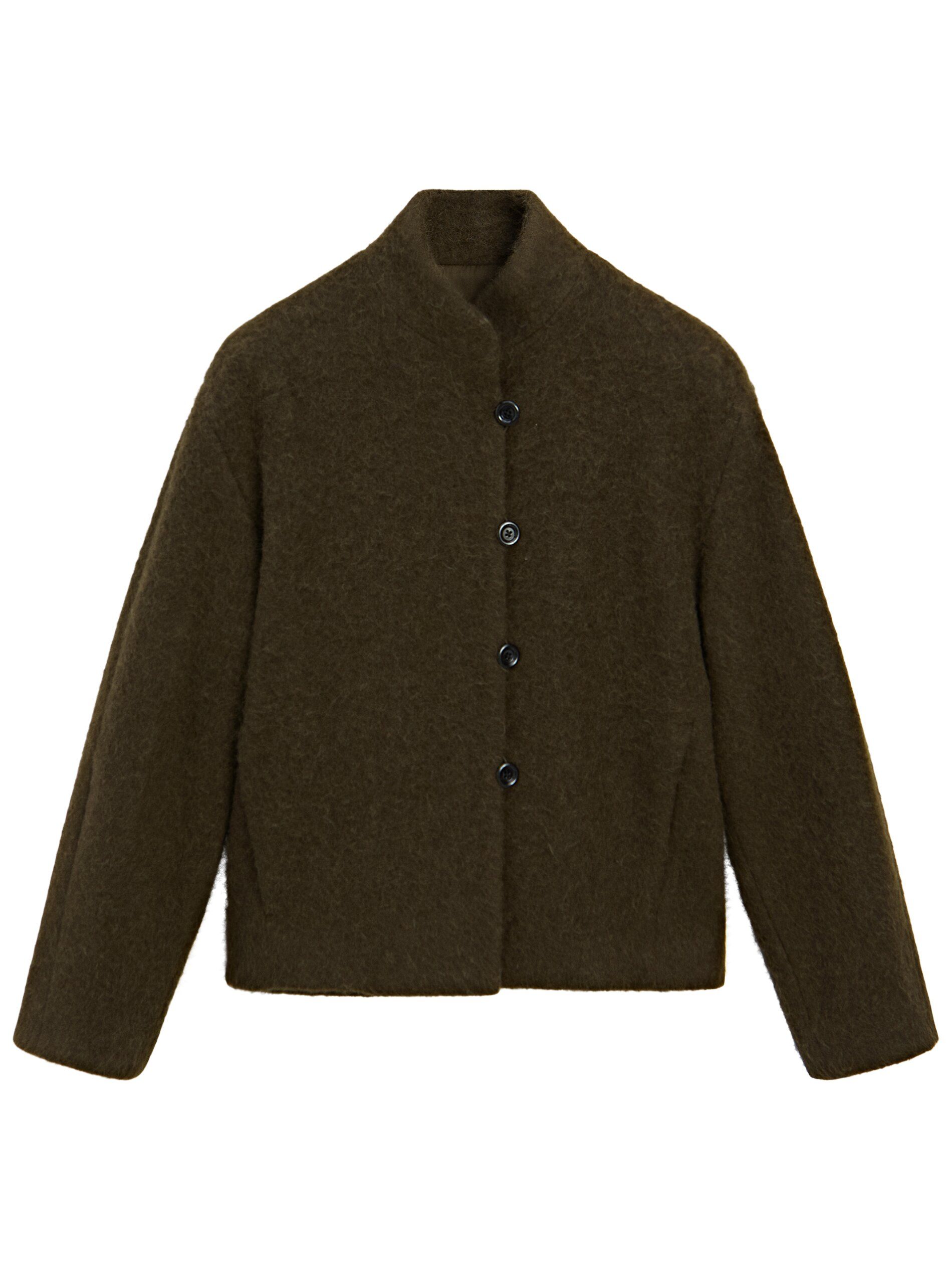 Short Alpaca and Wool Blend Cardigan