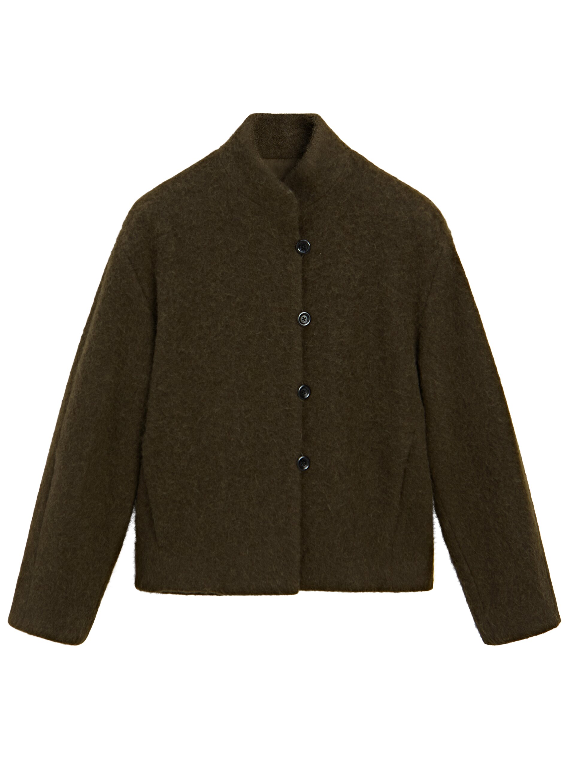 Short Alpaca and Wool Blend Cardigan