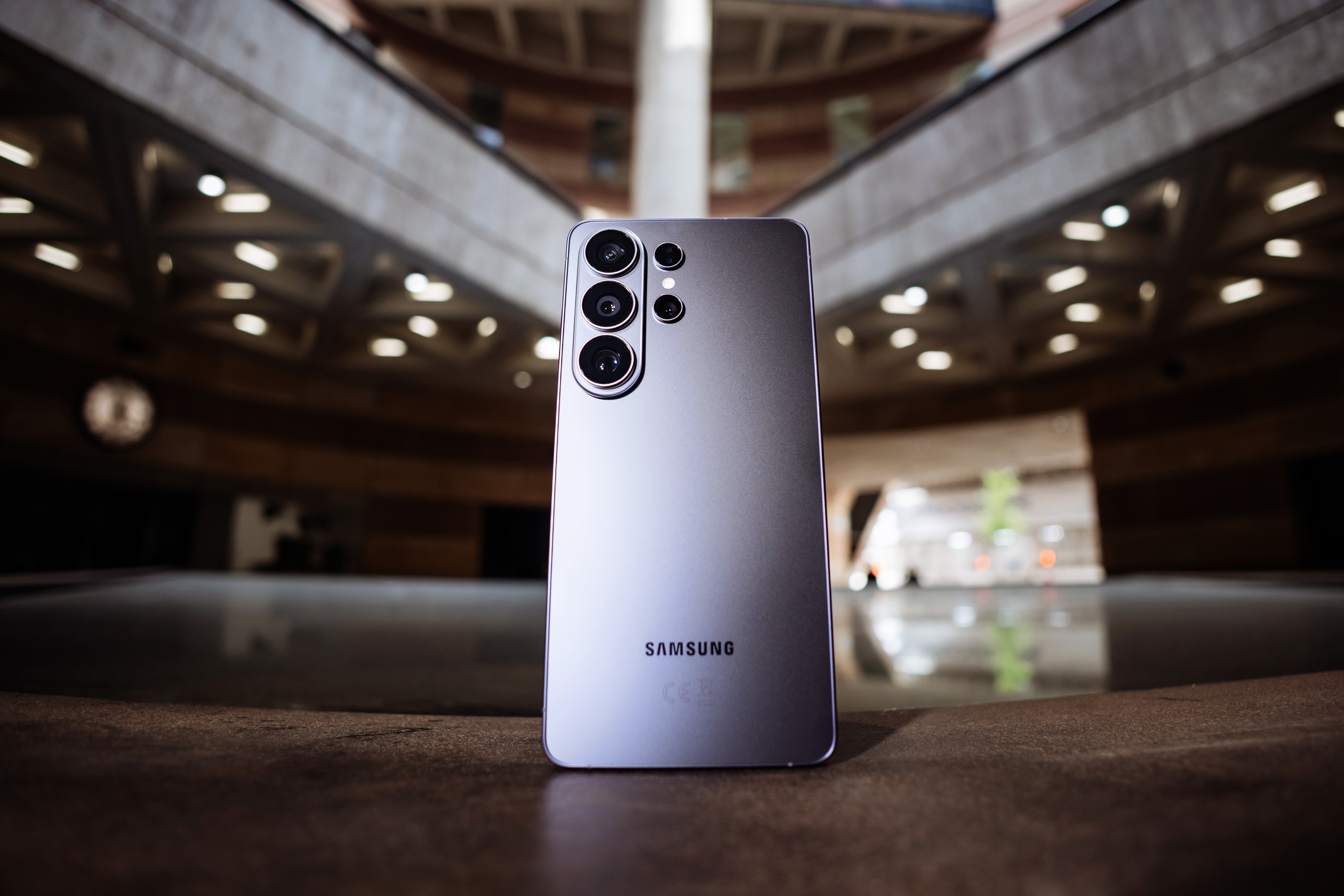 A Samsung Galaxy S26 Ultra phone seen from the back