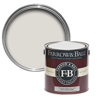 Can of Strong White paint from Farrow & Ball