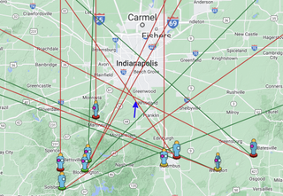 A map of the fireball sightings of the meteor over Indiana on March 30, 2022.