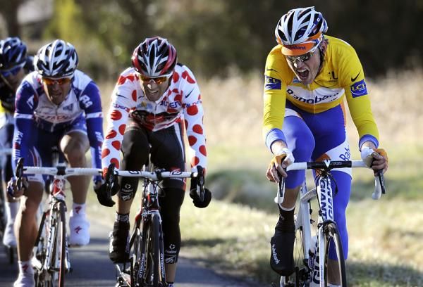 Lars Boom (Rabobank) puts in a big effort in the breakaway.
