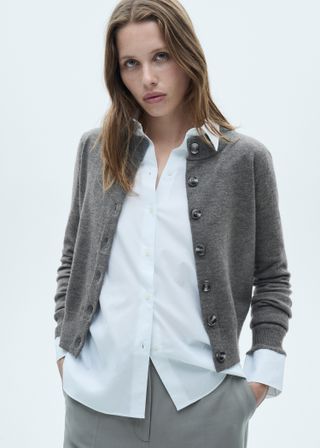 Buttoned Round Neck Cardigan