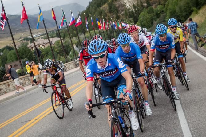 Andrew Talansky (Garmin Sharp) leads the his team up the first steep section towards the finish.