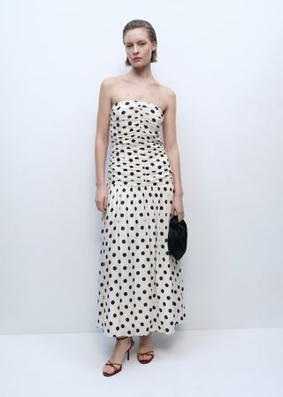 MANGO, Polka-Dot Dress With Draped Body