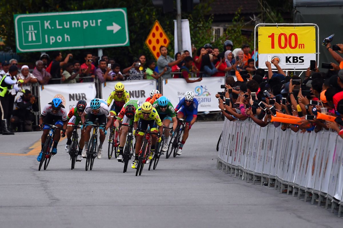 Luca Pacioni (Wilier Triestina-Selle Italia) leading the sprint to the line