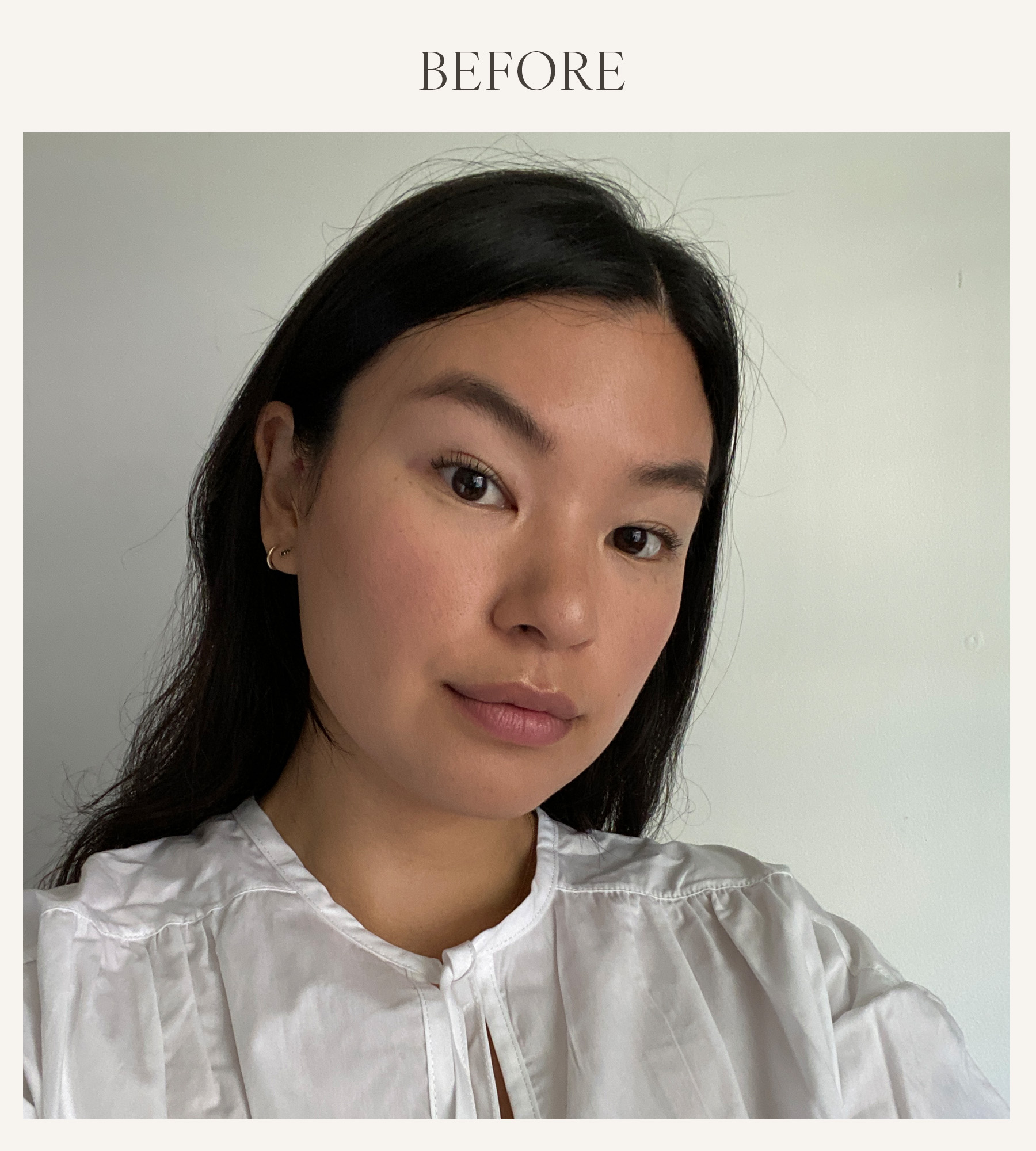 Before photo of Natalia Sztyk testing the Lawless lip plumper