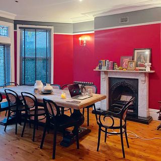 before pic of red dining room