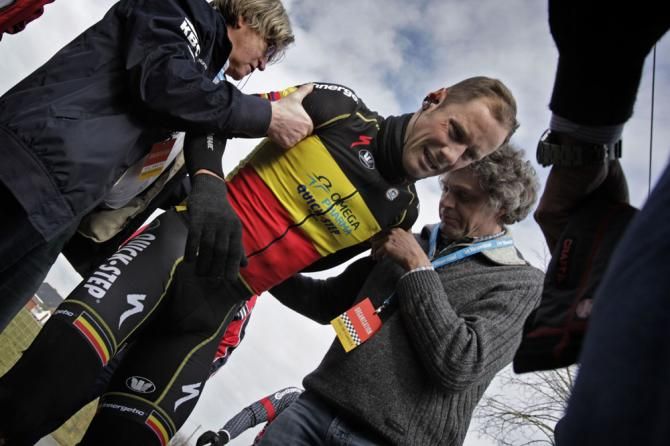An early race crash prevented Belgian champion Tom Boonen (Omega Pharma-QuickStep) from defending his Tour of Flanders title.