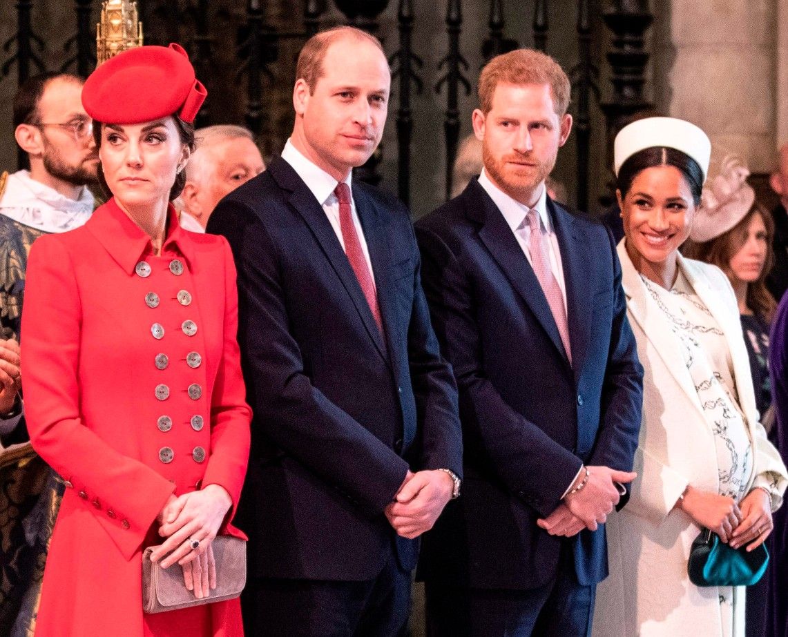 Catherine, Duchess of Cambridge, Britain&#039;s Prince William, Duke of Cambridge, Britain&#039;s Prince Harry, Duke of Sussex, and Britain&#039;s Meghan, Duchess of Sussex attend the Commonwealth Day service