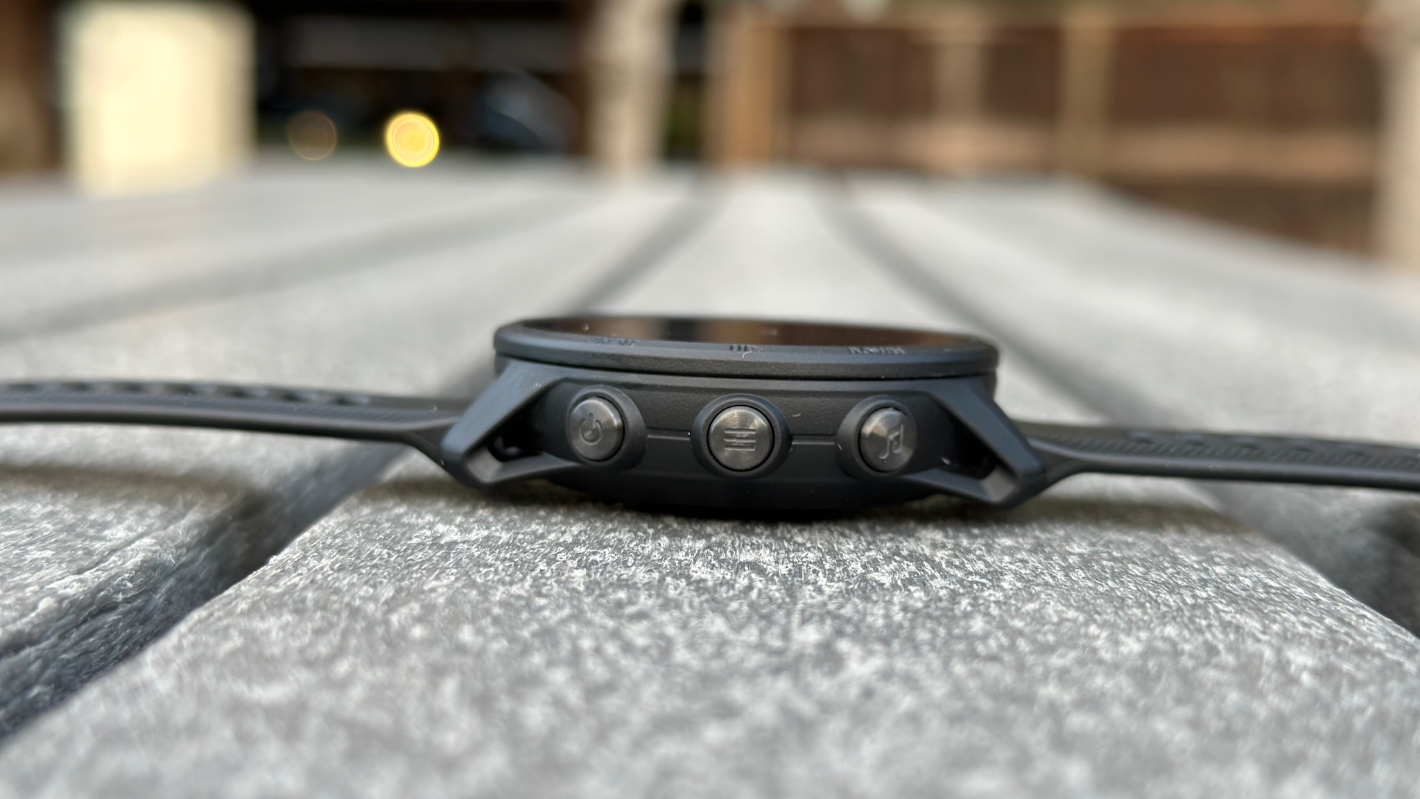 Side view of the Garmin Forerunner 955 buttons