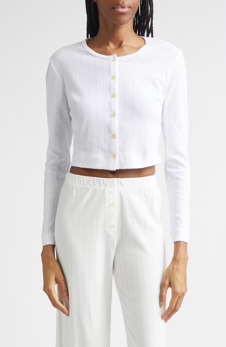 Cotton Pointelle Crop Cardigan