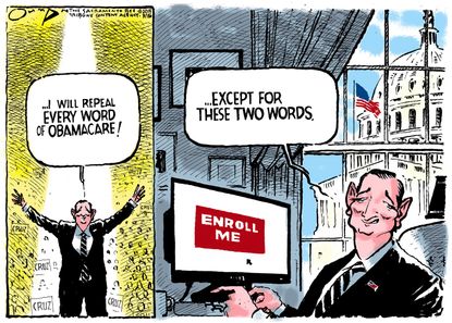 Political cartoon U.S. Ted Cruz ObamaCare