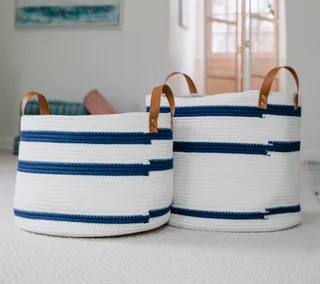 Set of 2 Striped Rope Baskets With Handles by Lauren Mcbride