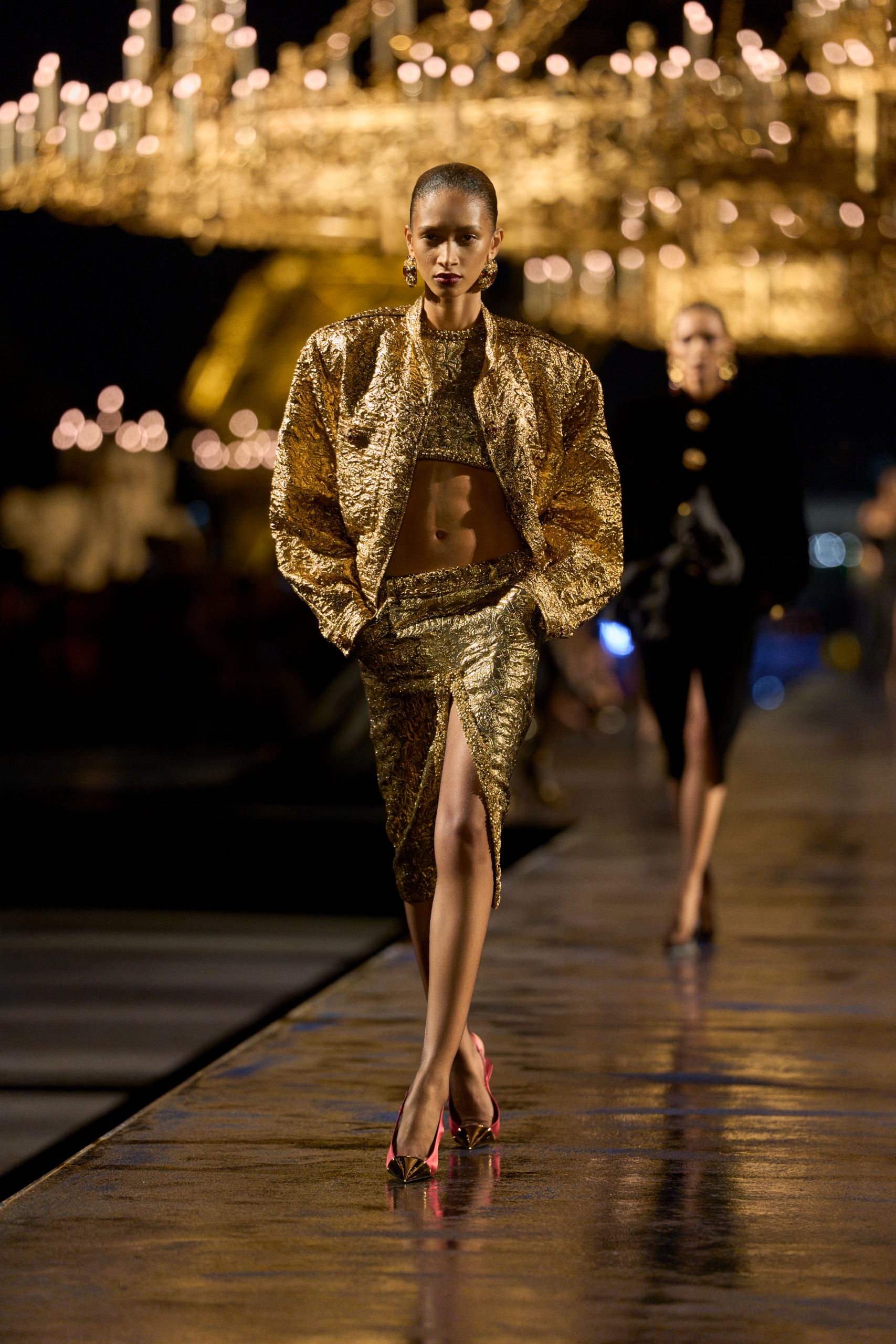 models walking the runway at the Saint Laurent spring/summer 2027 show during Paris Fashion Week