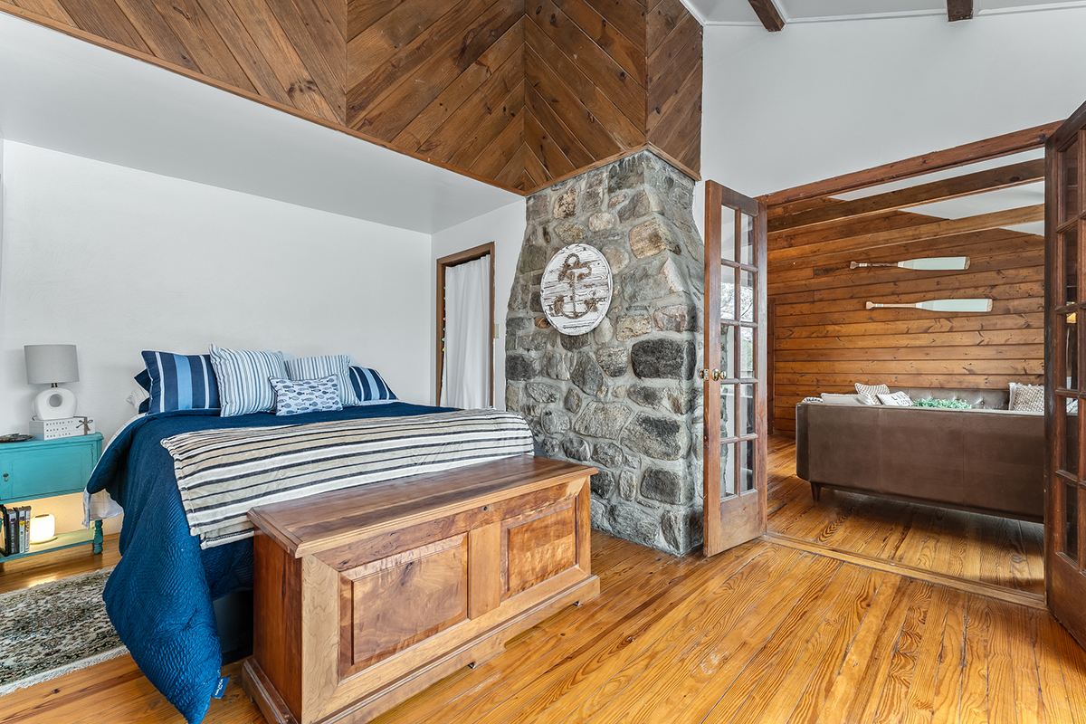 Bedroom at a lake house