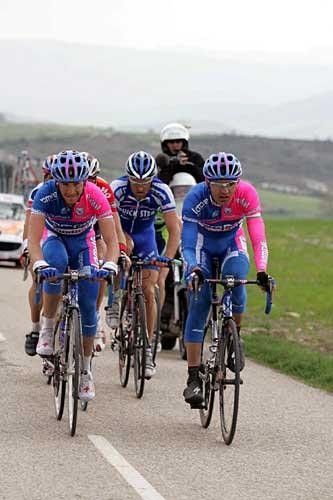 Lampre's Gorazd Stangelj and Marco Marzano ride together during stage 4